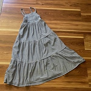 Girls navy and white striped maxi dress